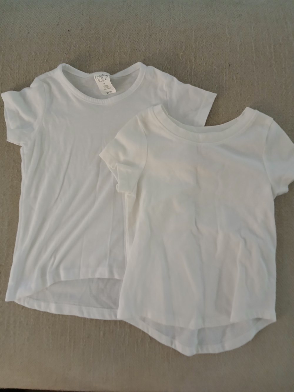 2T Girls White Short Sleeve Crew Neck Tees - Pack of 2